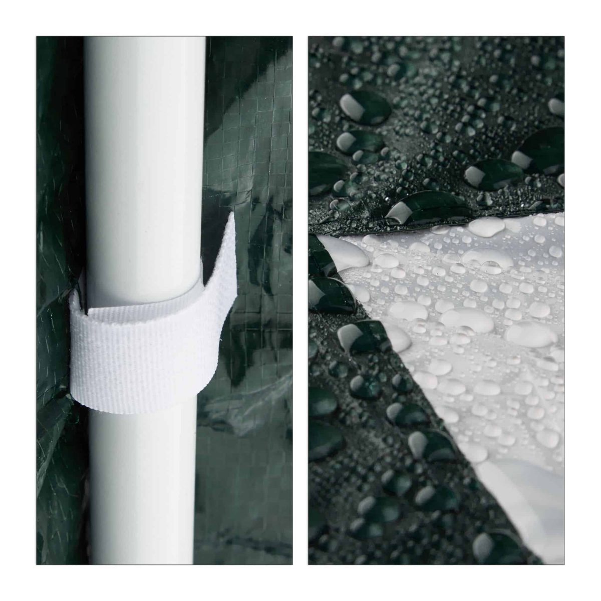 Cort Pavilion cu 2 pereți laterali, metal, 3 m x 3 m, verde, Relaxdays - imagine 6