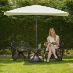 Umbrela de soare dreptunghiulara 200x120cm, protectie UV 40+, crem, Relaxdays - imagine 2