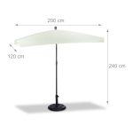 Umbrela de soare dreptunghiulara 200x120cm, protectie UV 40+, crem, Relaxdays - imagine 4
