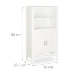 Dulap pentru baie, 4 rafturi, usi cu inchidere magnetica, bambus/MDF, 92 x 50 x 25,5 cm - imagine 4
