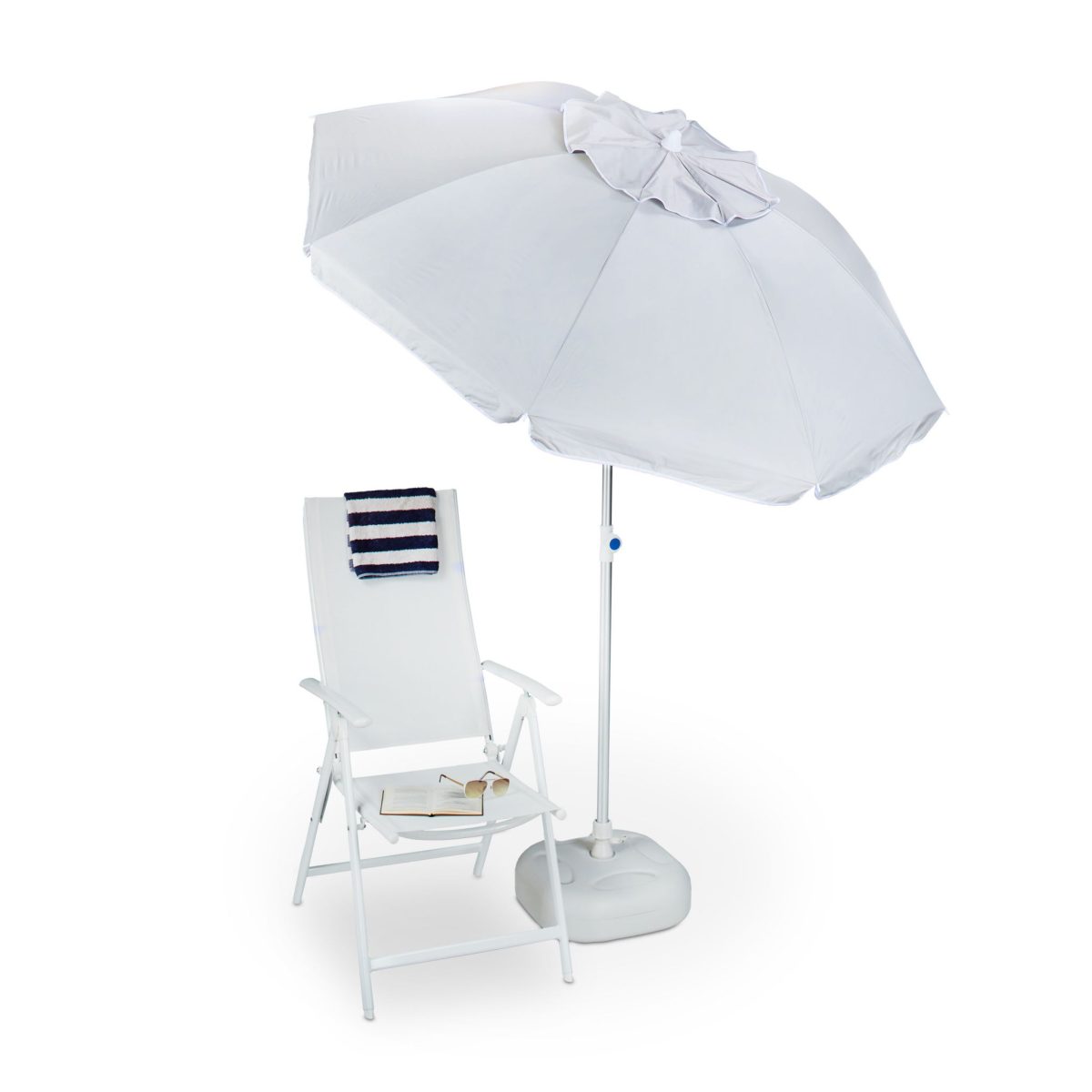 Umbrela de soare, 180 cm, inclinabila, gri deschis - imagine 2