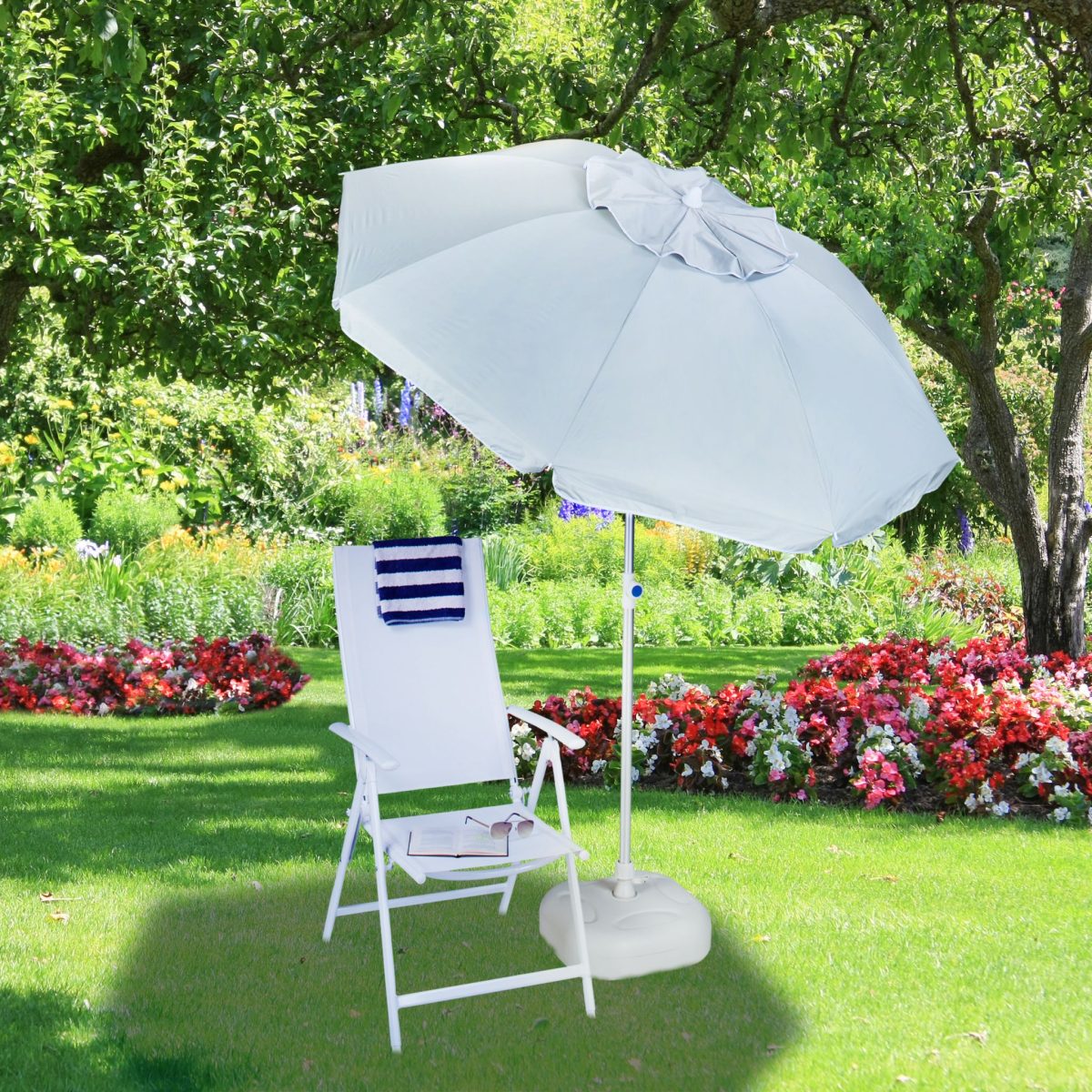 Umbrela de soare, 180 cm, inclinabila, gri deschis - imagine 3