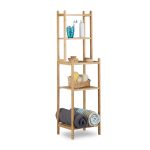 Raft cu 5 polite, diferite dimensiuni, din bambus, 121 x 33 x 28 cm