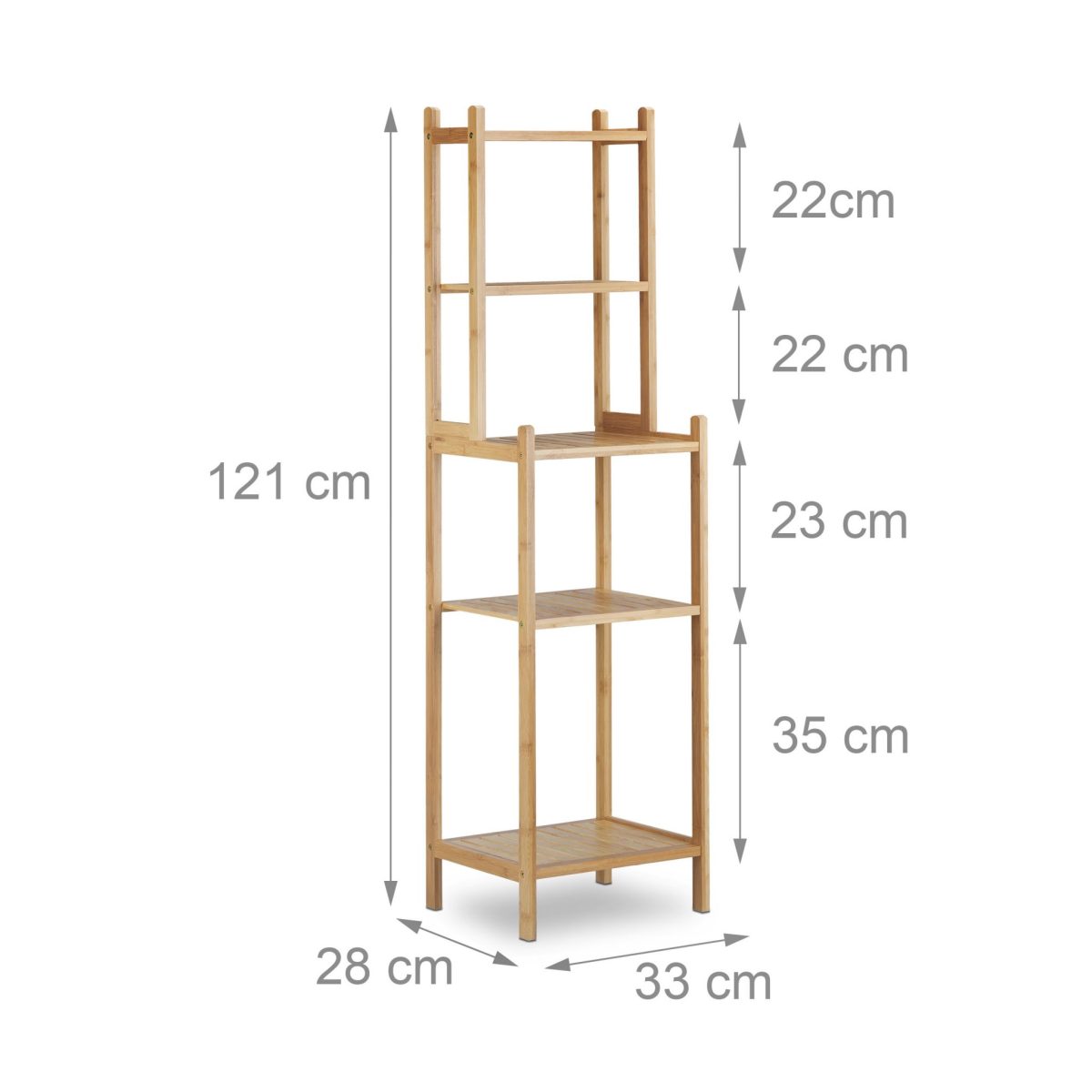 Raft cu 5 polite, diferite dimensiuni, din bambus, 121 x 33 x 28 cm - imagine 2
