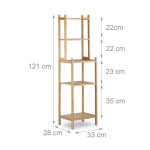 Raft cu 5 polite, diferite dimensiuni, din bambus, 121 x 33 x 28 cm - imagine 2