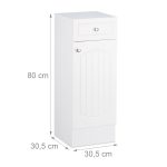 Dulap pentru baie, 2 rafturi, sertar, inchidere magnetica, MDF, 80 x 30,5 x 30,5 cm - imagine 4