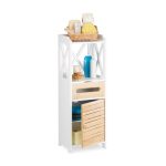 Dulap lateral universal, 5 rafturi, MDF/bambus, 89 x 31,5 x 24,5 cm