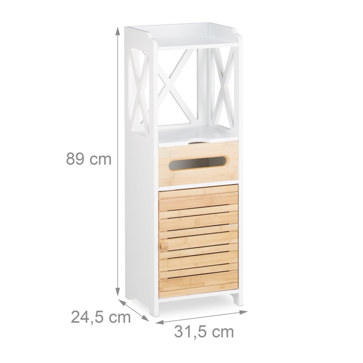 Dulap lateral universal, 5 rafturi, MDF/bambus, 89 x 31,5 x 24,5 cm - imagine 4