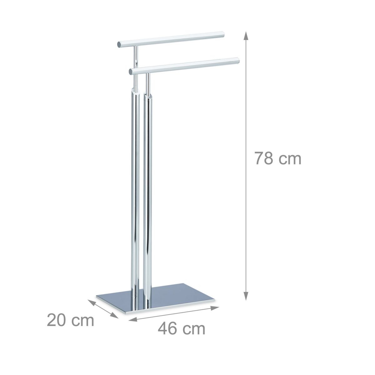 Suport pentru prosoape, 2 bare la diferite inaltimi, otel, 78 x 46 x 20 cm - imagine 3