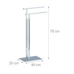 Suport pentru prosoape, 2 bare la diferite inaltimi, otel, 78 x 46 x 20 cm - imagine 3