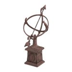 Decoratiune antica de gradina, Cadran Solar, cifre romane 1-6, fonta, 36 x 17 x 14 cm