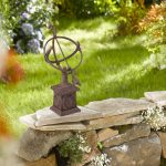 Decoratiune antica de gradina, Cadran Solar, cifre romane 1-6, fonta, 36 x 17 x 14 cm - imagine 7