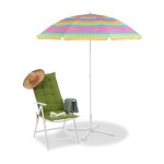 Umbrela de soare 210 cm diametru, multicolor, inaltime 195 cm, protectie UV 50+, Relaxdays