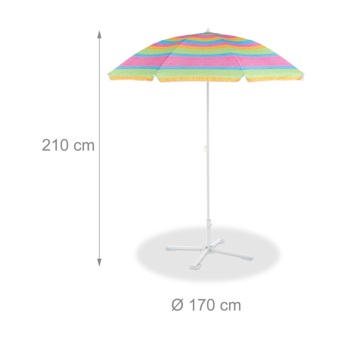 Umbrela de soare 210 cm diametru, multicolor, inaltime 195 cm, protectie UV 50+, Relaxdays - imagine 4