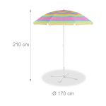 Umbrela de soare 210 cm diametru, multicolor, inaltime 195 cm, protectie UV 50+, Relaxdays - imagine 4