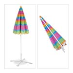 Umbrela de soare 210 cm diametru, multicolor, inaltime 195 cm, protectie UV 50+, Relaxdays - imagine 7