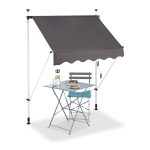 Copertina retractabila cu actionare manuala, 150x120cm, inaltime reglabila, gri, Relaxdays