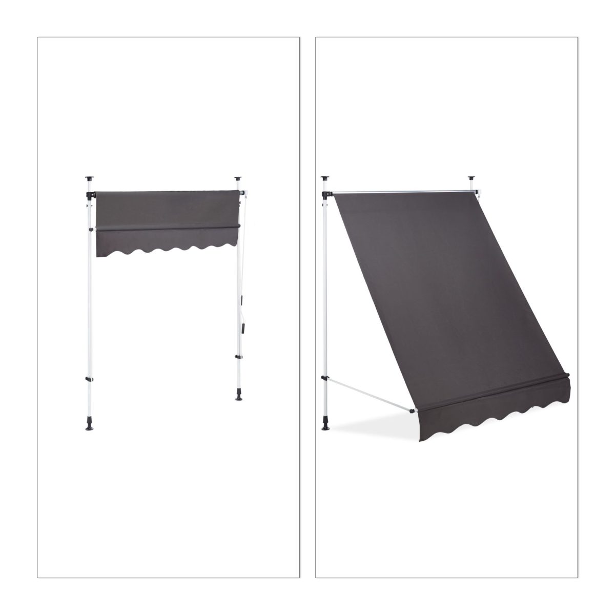 Copertina retractabila cu actionare manuala, 150x120cm, inaltime reglabila, gri, Relaxdays - imagine 5