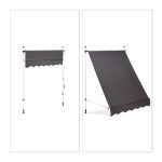 Copertina retractabila cu actionare manuala, 150x120cm, inaltime reglabila, gri, Relaxdays - imagine 5