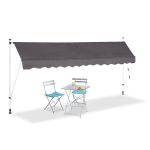 Copertina retractabila cu actionare manuala, 400x120cm, inaltime reglabila, gri, Relaxdays