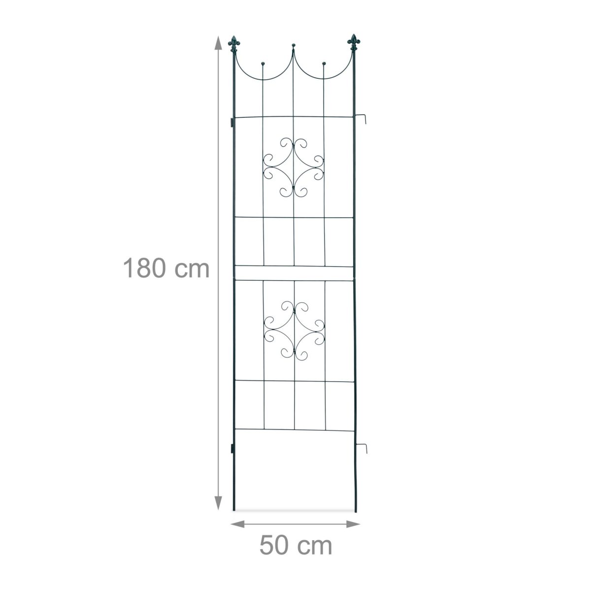 Set 2 arcade metalice de gradina pentru flori cataratoare, verde inchis, 180 x 50 cm, model C - imagine 3