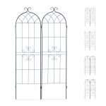 Set 2 arcade metalice de gradina pentru flori cataratoare, verde inchis, 180 x 50 cm, model E