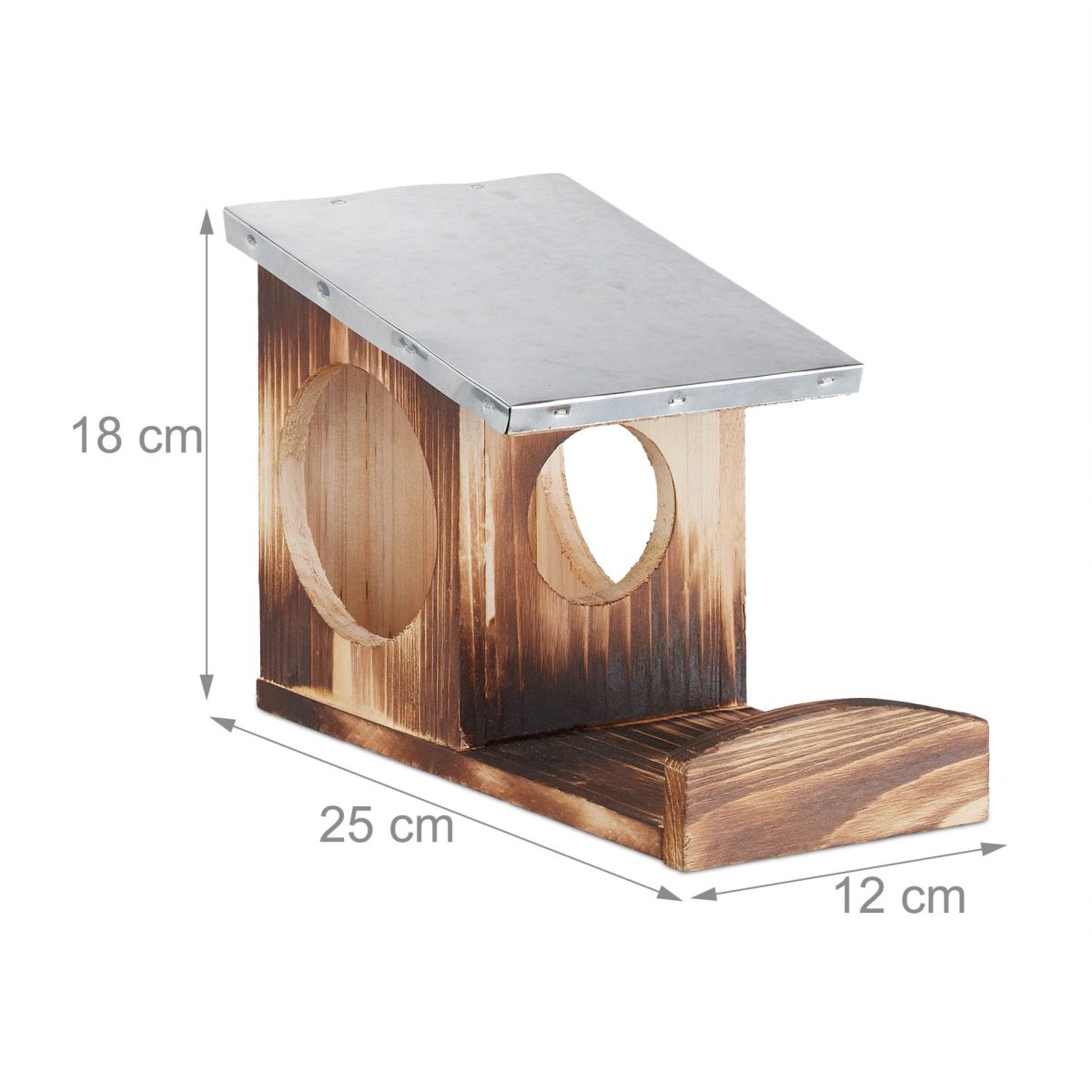 Casuta pentru veverite din lemn, cu acoperis metalic, 18 x 12 x 25 cm - imagine 3