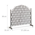 Spalier extensibil pentru flori cataratoare, lemn, Relaxdays, H 98-108cm, L 37-200cm, gri - imagine 4