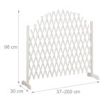 Spalier extensibil pentru flori cataratoare, lemn, H 98-108cm, L 37-200cm, Relaxdays, alb - imagine 3