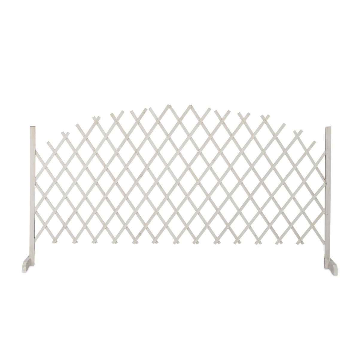 Spalier extensibil pentru flori cataratoare, lemn, H 98-108cm, L 37-200cm, Relaxdays, alb - imagine 5