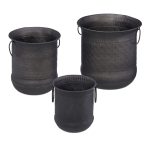 Set 3 ghivece vintage, Relaxdays, fier, antracit, model B