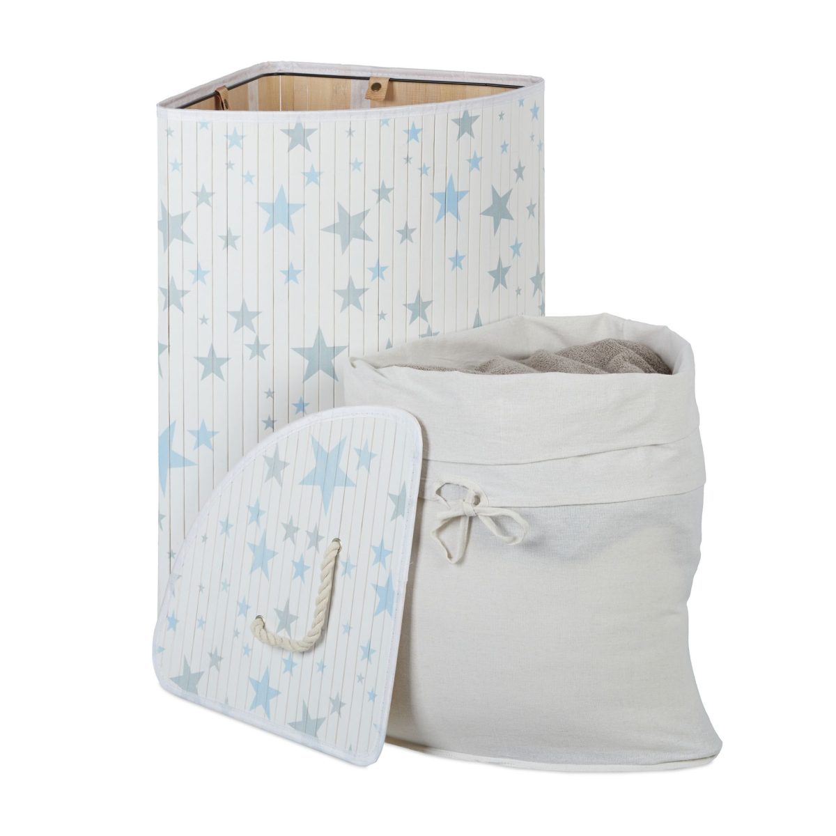 Cos rufe de colt, 60 l, bambus, model stele, 65,5 x 49,5 x 37 cm - imagine 4