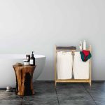 Cos de rufe cu 2 compartimente si raft pentru depozitare, Relaxdays, capacitate 30 l fiecare compartiment, 73 x 63,5 x 33 cm - imagine 2