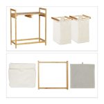 Cos de rufe cu 2 compartimente si raft pentru depozitare, Relaxdays, capacitate 30 l fiecare compartiment, 73 x 63,5 x 33 cm - imagine 6