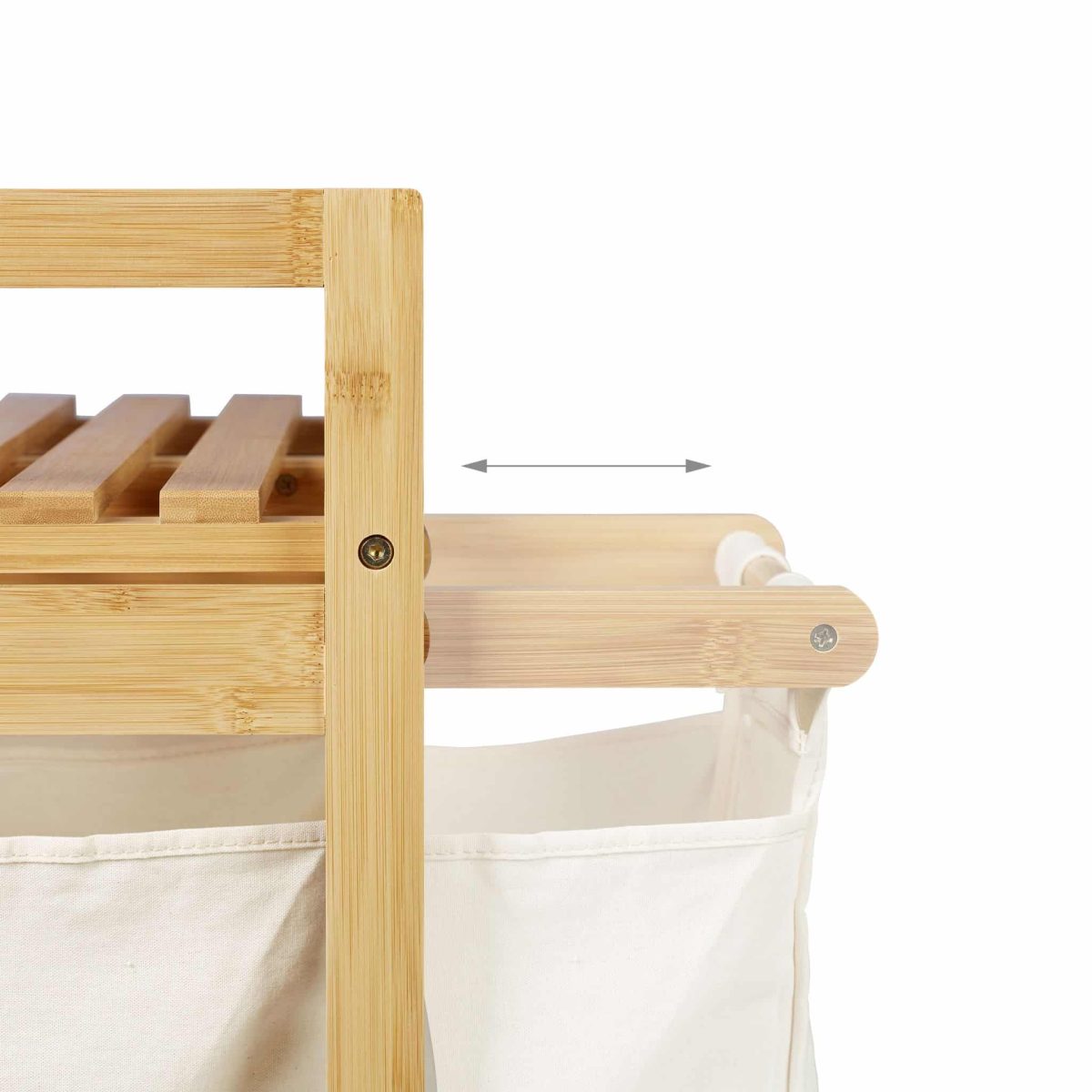 Cos de rufe cu 2 compartimente si raft pentru depozitare, Relaxdays, capacitate 30 l fiecare compartiment, 73 x 63,5 x 33 cm - imagine 7