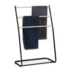 Suport prosoape cu 3 bare din lemn, fier, 86 x 58 x 30 cm