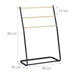Suport prosoape cu 3 bare din lemn, fier, 86 x 58 x 30 cm - imagine 4