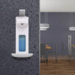 Dispenser-dozator, sapun lichid, manual, tava de picurare, 1000 ml, alb/gri, 33 x 15,5 x 22 cm - imagine 2