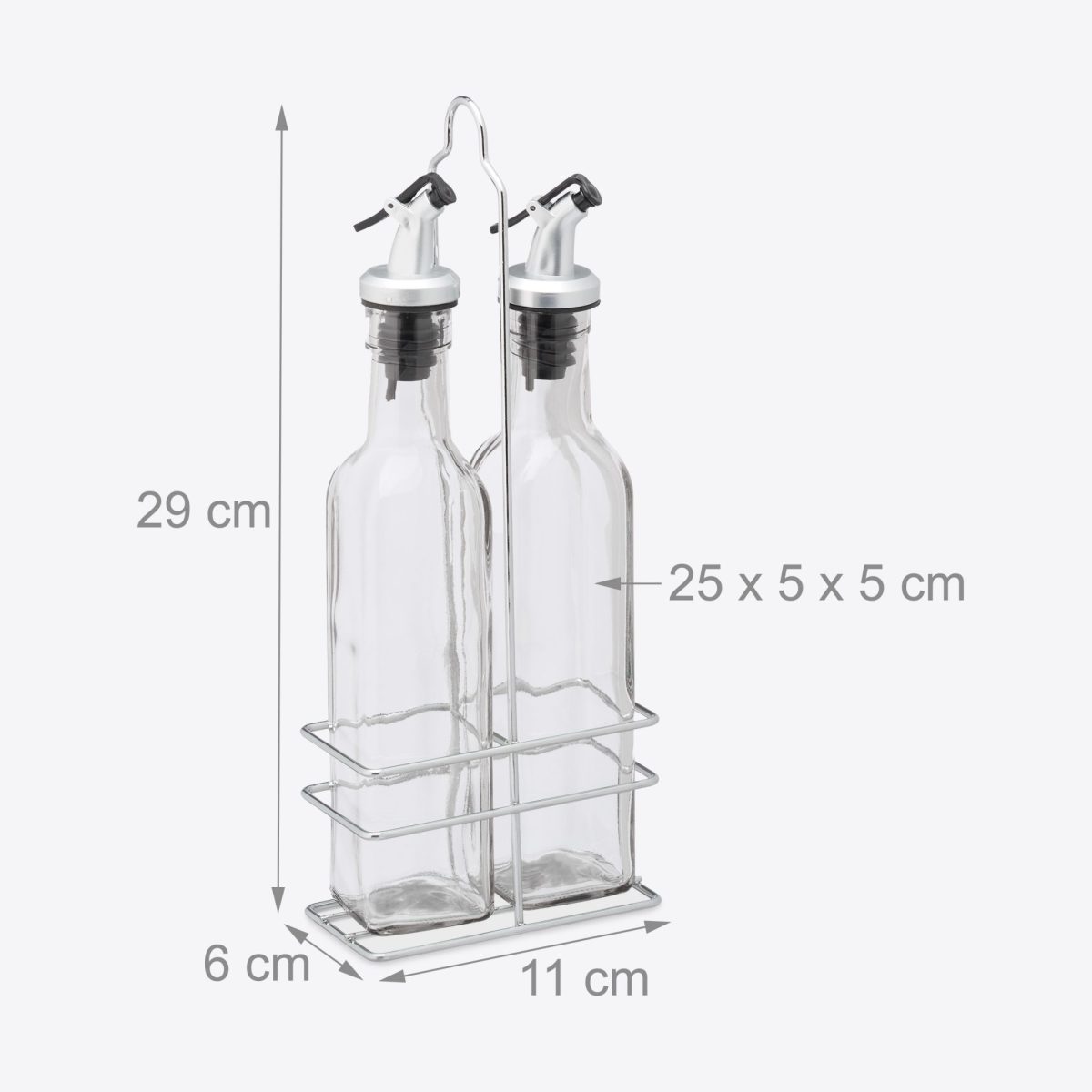 Set de 2 dozatoare pentru otet si ulei, din sticla, 29 x 11 x 6 cm - imagine 7