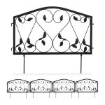Gard decorativ de gradina, cu infigere in sol, 4 piese, stil antic, 47 x 225 x 1,5 cm