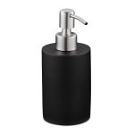 Dispenser-dozator sapun lichid, polirasina si pompa inox, negru, 180 ml, 16,5 x 7 x 8 cm
