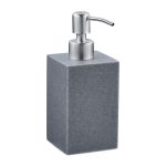 Dispenser sapun lichid, polirasina, cap pompa din inox, gri, 300 ml, 17,5 x 7 x 8 cm