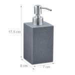Dispenser sapun lichid, polirasina, cap pompa din inox, gri, 300 ml, 17,5 x 7 x 8 cm - imagine 3