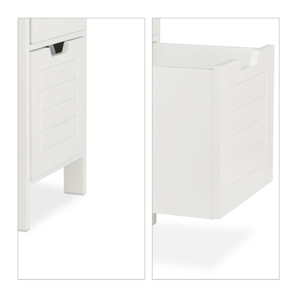 Dulap pentru baie, 3 rafturi deschise, 2 sertare, MDF, alb, 144 x 30 x 30 cm - imagine 6