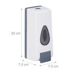 Dispenser-dozator sapun lichid, 350 ml, suport de agatare pe perete, gri/alb, 7.5 x 7.5 x 20 cm - imagine 4