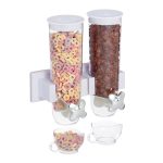 Dozator cereale Relaxdays, 2 recipiente ABS, alb/transparent, 29x15x32 cm