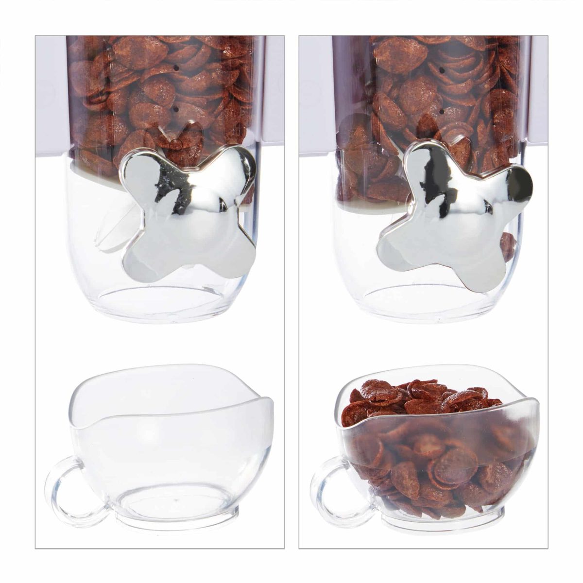 Dozator cereale Relaxdays, 2 recipiente ABS, alb/transparent, 29x15x32 cm - imagine 6