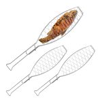 Grill pentru peste, 3 piese, otel inoxidabil, 1,5 x 54 x 12,5 cm