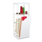 Raft pentru baie cu cos de rufe textil, MDF, 98 x 36 x 30 cm