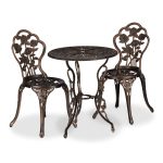 Set masa cu scaune, design vintage cu decoratiuni florale, aluminiu,Kraftpunkt
